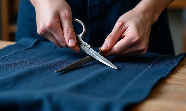 Mani artigiane che lavorano tessuti costieri