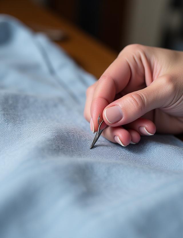 Dettaglio cuciture camicia sartoriale lino